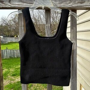 Black Ribbed Women's Tank Top